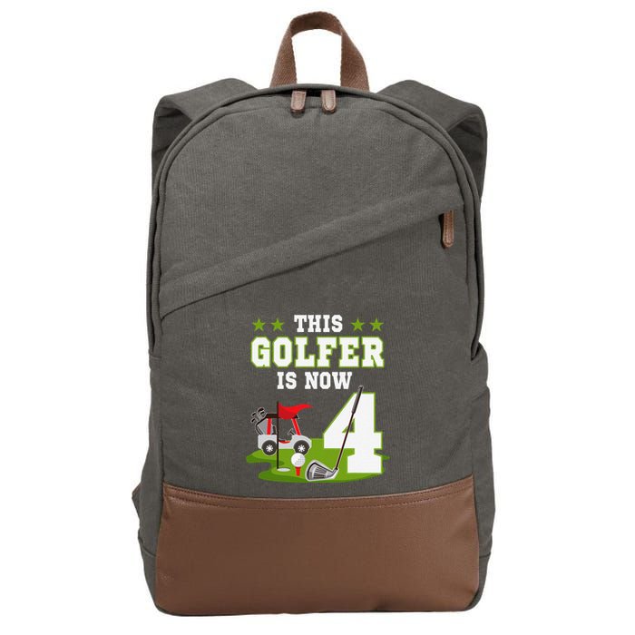 This Golfer Is Now 4 Year Old Birthday 4rd Golf Party Cotton Canvas Backpack