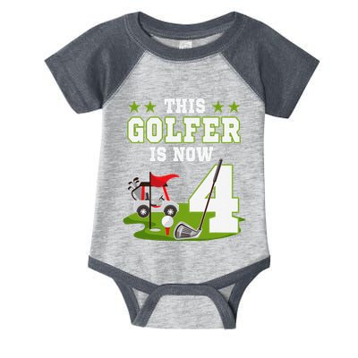 This Golfer Is Now 4 Year Old Birthday 4rd Golf Party Infant Baby Jersey Bodysuit