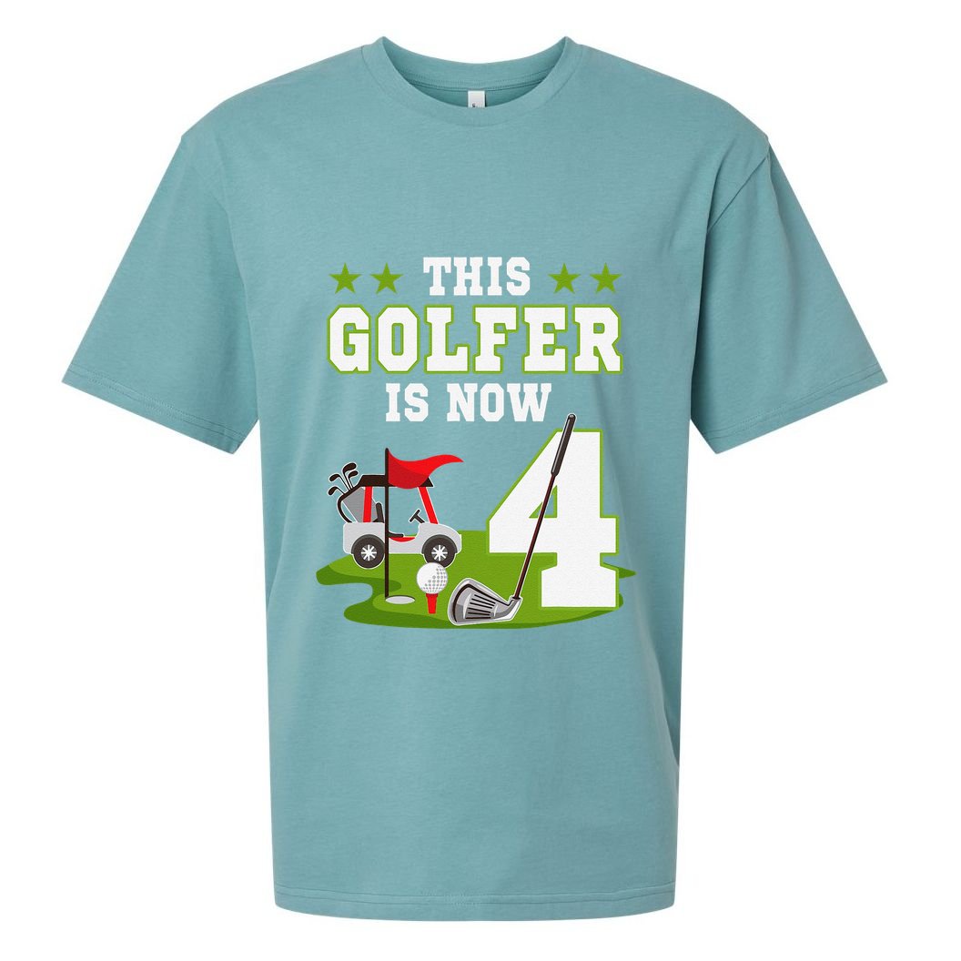 This Golfer Is Now 4 Year Old Birthday 4rd Golf Party Sueded Cloud Jersey T-Shirt