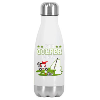 This Golfer Is Now 4 Year Old Birthday 4rd Golf Party Stainless Steel Insulated Water Bottle