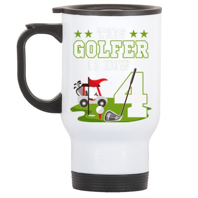 This Golfer Is Now 4 Year Old Birthday 4rd Golf Party Stainless Steel Travel Mug