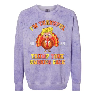 Thank God IM Thankful Trump Won Took America Back Colorblast Crewneck Sweatshirt