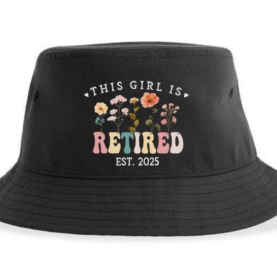 This Girl Is Retired Est 2025 Women Retirement Floral Design Sustainable Bucket Hat