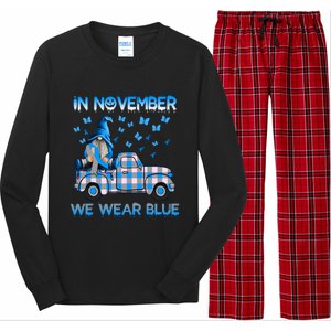 Truck Gnomes In November We Wear Blue Diabetes Awareness Meaningful Gift Long Sleeve Pajama Set