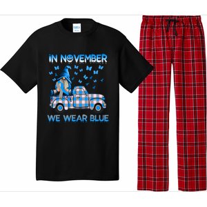 Truck Gnomes In November We Wear Blue Diabetes Awareness Meaningful Gift Pajama Set