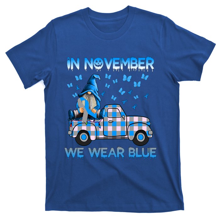 Truck Gnomes In November We Wear Blue Diabetes Awareness Meaningful Gift T-Shirt