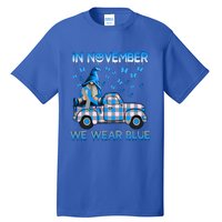 Truck Gnomes In November We Wear Blue Diabetes Awareness Meaningful Gift Tall T-Shirt