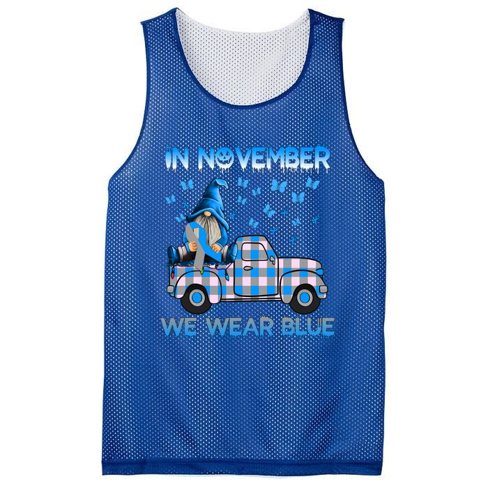 Truck Gnomes In November We Wear Blue Diabetes Awareness Meaningful Gift Mesh Reversible Basketball Jersey Tank