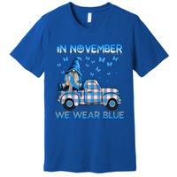 Truck Gnomes In November We Wear Blue Diabetes Awareness Meaningful Gift Premium T-Shirt