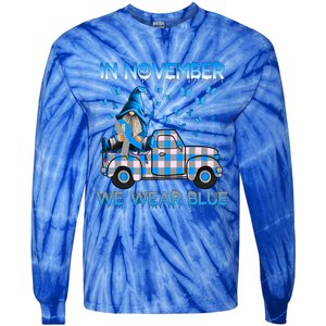 Truck Gnomes In November We Wear Blue Diabetes Awareness Meaningful Gift Tie-Dye Long Sleeve Shirt