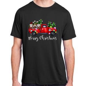 Three Gnomes In Red Truck Merry Christmas Tree Light Gnomies Adult ChromaSoft Performance T-Shirt