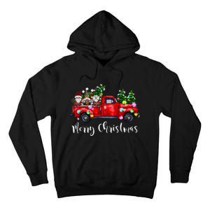 Three Gnomes In Red Truck Merry Christmas Tree Light Gnomies Tall Hoodie