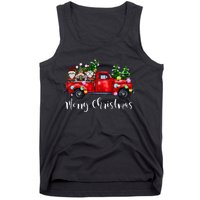 Three Gnomes In Red Truck Merry Christmas Tree Light Gnomies Tank Top