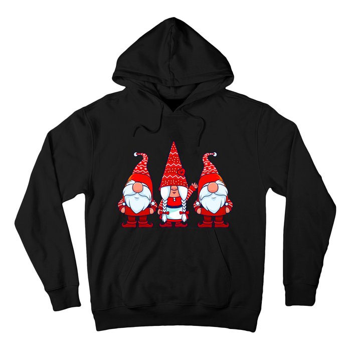 Three Gnomes In Red Costume Christmas Cute Holiday Xmas Gift Hoodie