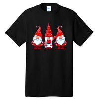 Three Gnomes In Red Costume Christmas Cute Holiday Xmas Gift Tall T-Shirt