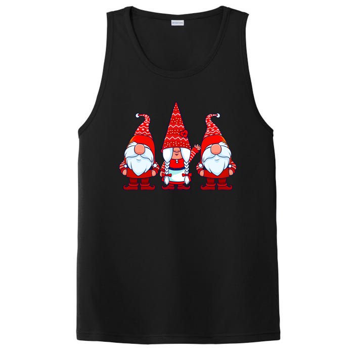 Three Gnomes In Red Costume Christmas Cute Holiday Xmas Gift PosiCharge Competitor Tank