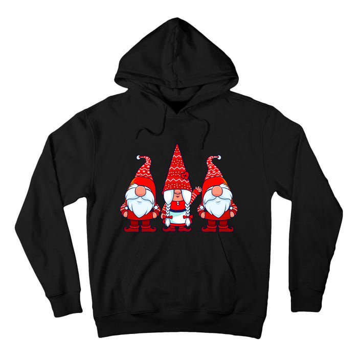 Three Gnomes In Red Costume Christmas Cute Holiday Xmas Gift Tall Hoodie