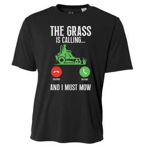 The Grass Is Calling And I Must Mow Landscaper Cooling Performance Crew T-Shirt