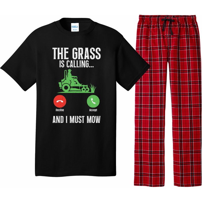 The Grass Is Calling And I Must Mow Landscaper Pajama Set