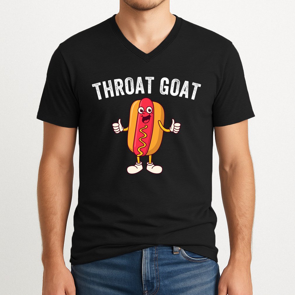 Throat Goat Inappropriate Comment Funny Gag Gift White Elephant Prank Gift V-Neck T-Shirt
