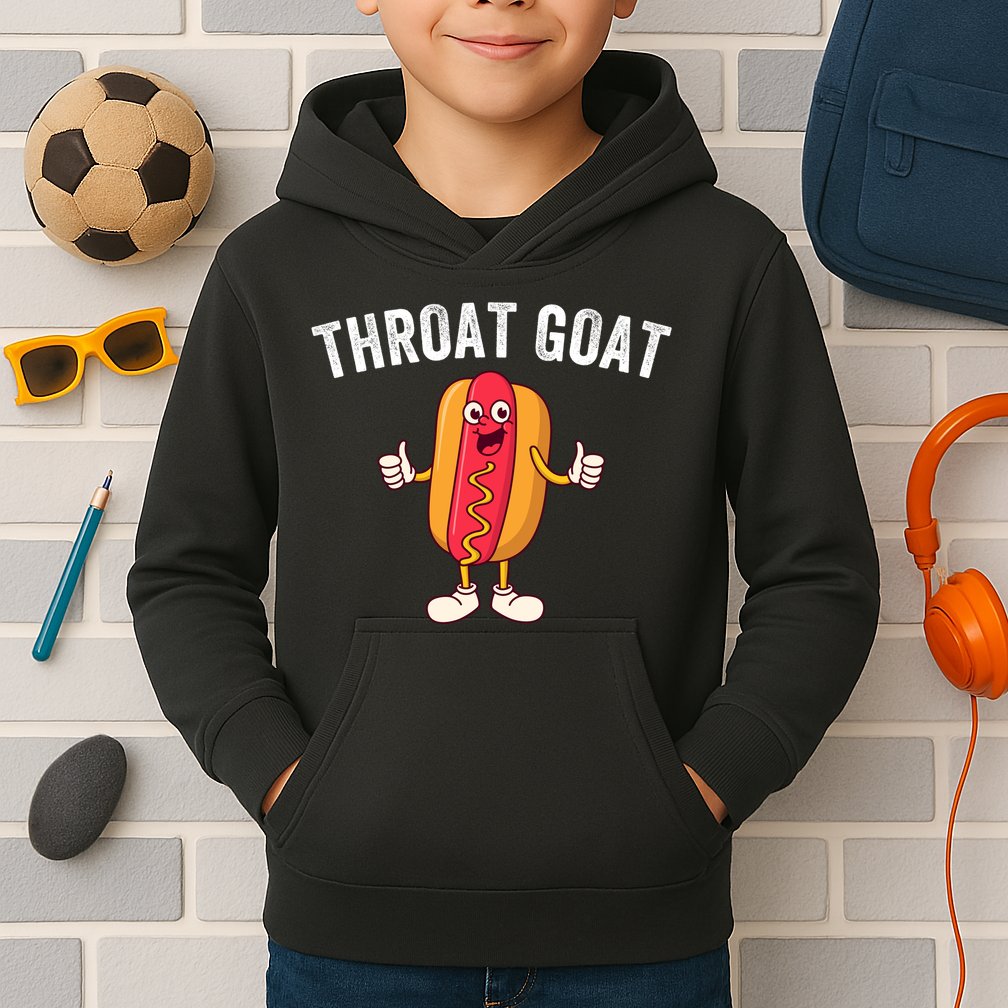 Throat Goat Inappropriate Comment Funny Gag Gift White Elephant Prank Gift Kids Hoodie