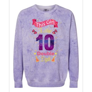 This Girl Is Now 10 Double Digit Cool Gift Colorblast Crewneck Sweatshirt