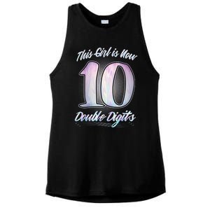 This Girl Is Now 10 Double Digits Birthday Gift Ladies PosiCharge Tri-Blend Wicking Tank