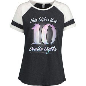 This Girl Is Now 10 Double Digits Birthday Gift Enza Ladies Jersey Colorblock Tee