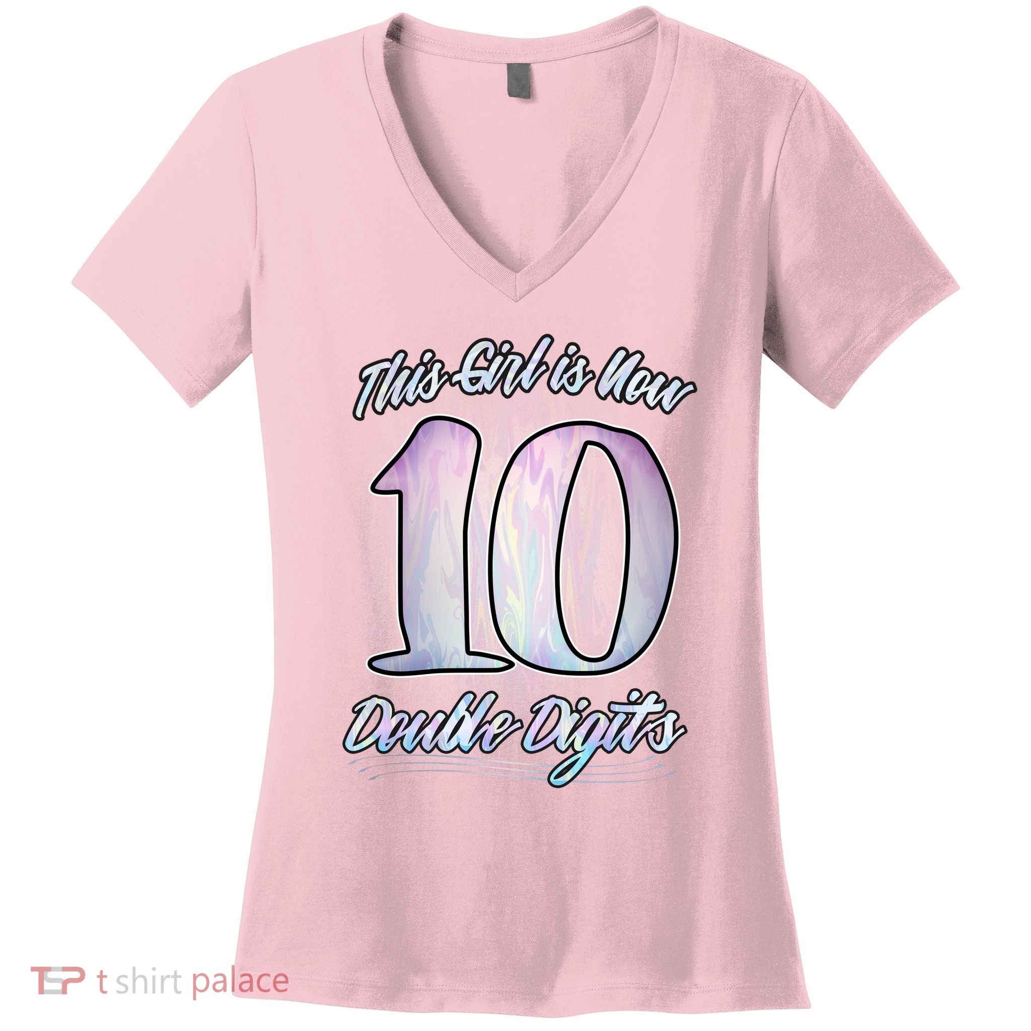 This Girl Is Now 10 Double Digits Birthday Gift Women's V-Neck T-Shirt