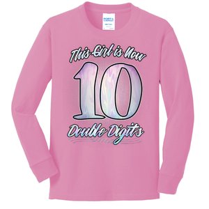 This Girl Is Now 10 Double Digits Birthday Gift Kids Long Sleeve Shirt