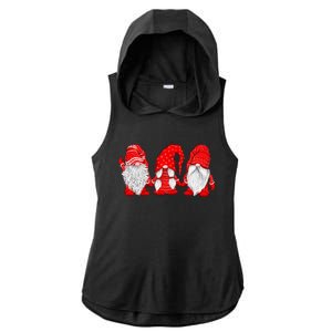 Three Gnomes In Red Costume Christmas Ladies PosiCharge Tri-Blend Wicking Draft Hoodie Tank