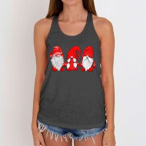 Three Gnomes In Red Costume Christmas Women's Knotted Racerback Tank