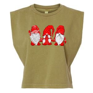 Three Gnomes In Red Costume Christmas Garment-Dyed Women's Muscle Tee