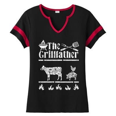 The Grillfather Id Smoke That Bbq Funny Gift Ladies Halftime Notch Neck Tee