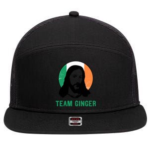 Team Ginger Ireland Flag Jesus St Patricks Day Gift 7 Panel Mesh Trucker Snapback Hat