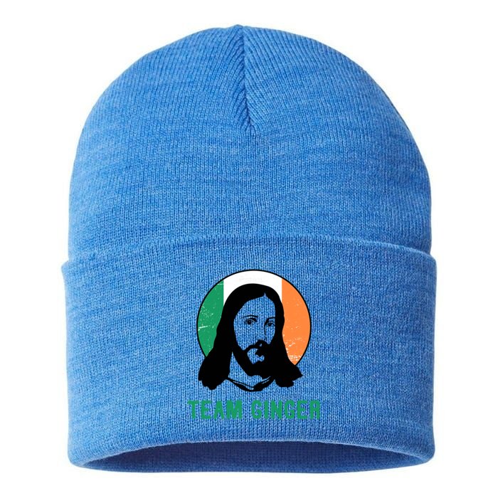 Team Ginger Ireland Flag Jesus St Patricks Day Gift Sustainable Knit Beanie