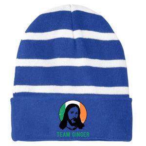 Team Ginger Ireland Flag Jesus St Patricks Day Gift Striped Beanie with Solid Band