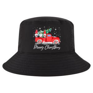 Three Gnomes In Red Truck With Merry Christmas Tree Cool Comfort Performance Bucket Hat