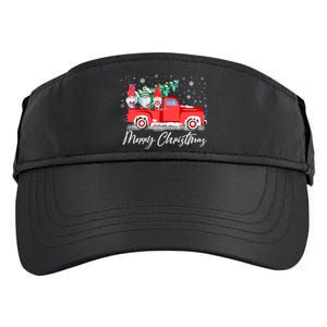 Three Gnomes In Red Truck With Merry Christmas Tree Adult Drive Performance Visor