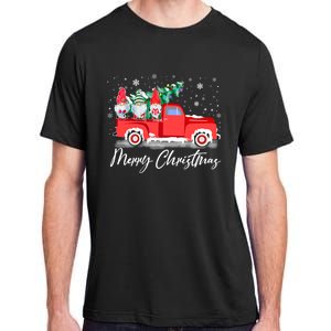 Three Gnomes In Red Truck With Merry Christmas Tree Adult ChromaSoft Performance T-Shirt