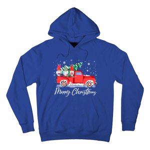 Three Gnomes In Red Truck With Merry Christmas Tree Hoodie