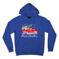 Three Gnomes In Red Truck With Merry Christmas Tree Hoodie