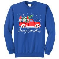 Three Gnomes In Red Truck With Merry Christmas Tree Sweatshirt