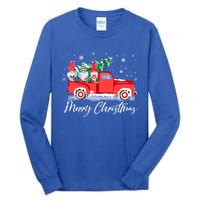 Three Gnomes In Red Truck With Merry Christmas Tree Tall Long Sleeve T-Shirt