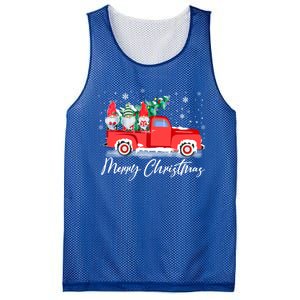 Three Gnomes In Red Truck With Merry Christmas Tree Mesh Reversible Basketball Jersey Tank