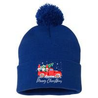 Three Gnomes In Red Truck With Merry Christmas Tree Pom Pom 12in Knit Beanie