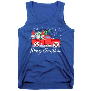 Three Gnomes In Red Truck With Merry Christmas Tree Tank Top