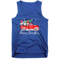 Three Gnomes In Red Truck With Merry Christmas Tree Tank Top