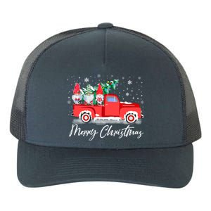 Three Gnomes In Red Truck With Merry Christmas Tree Yupoong Adult 5-Panel Trucker Hat