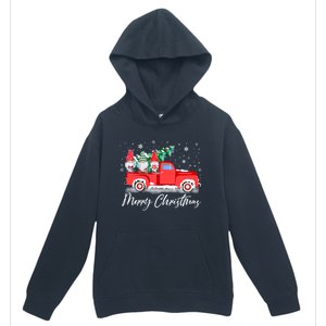 Three Gnomes In Red Truck With Merry Christmas Tree Urban Pullover Hoodie